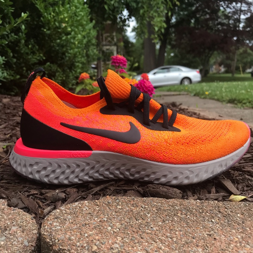 Nike Epic React Flyknit Black Orange (GS) Size 6.5